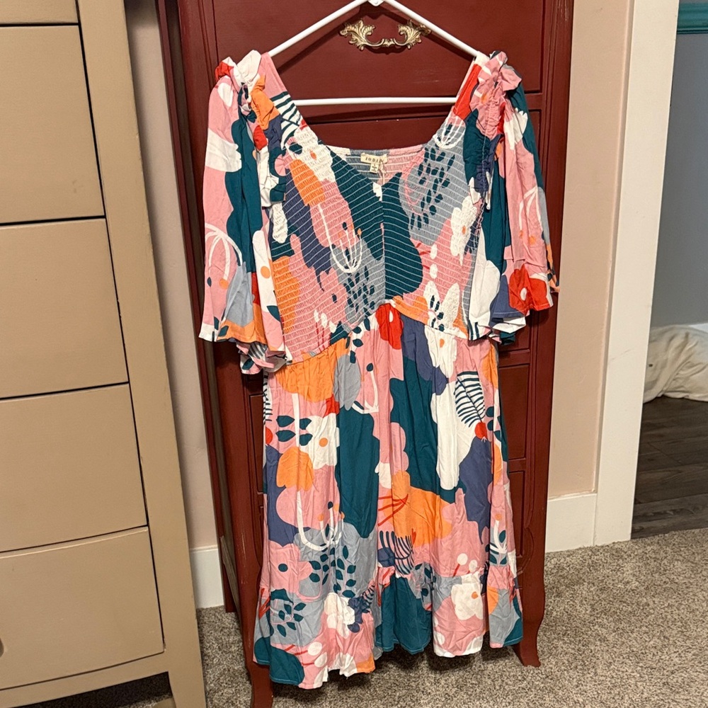 JODIFL Pink and Blue Textured dress